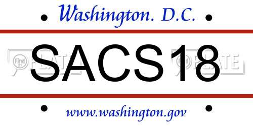 SACS18 District Of Columbia License Plate