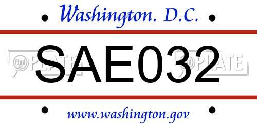 SAE032 District Of Columbia License Plate