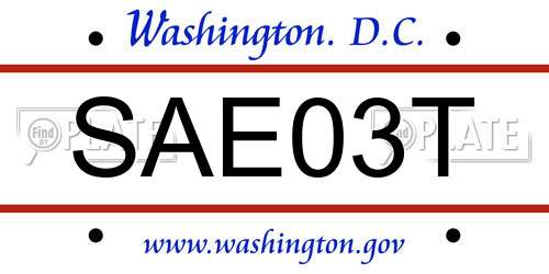 SAE03T District Of Columbia License Plate