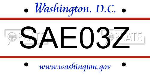 SAE03Z District Of Columbia License Plate