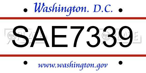 SAE7339 District Of Columbia License Plate