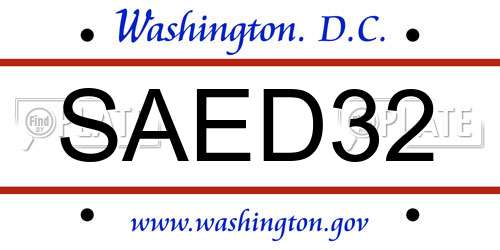 SAED32 District Of Columbia License Plate