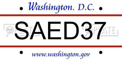 SAED37 District Of Columbia License Plate