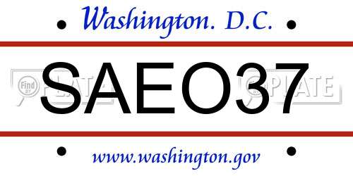 SAEO37 District Of Columbia License Plate
