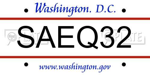 SAEQ32 District Of Columbia License Plate