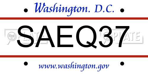 SAEQ37 District Of Columbia License Plate