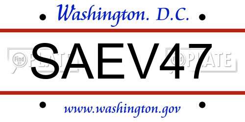 SAEV47 District Of Columbia License Plate