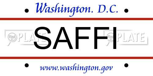 SAFFI District Of Columbia License Plate