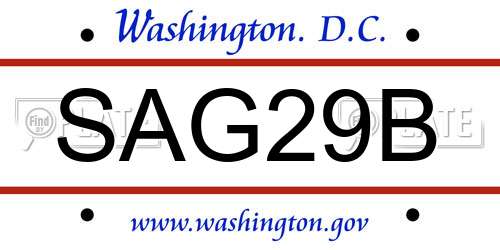 SAG29B District Of Columbia License Plate