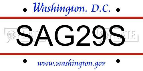 SAG29S District Of Columbia License Plate