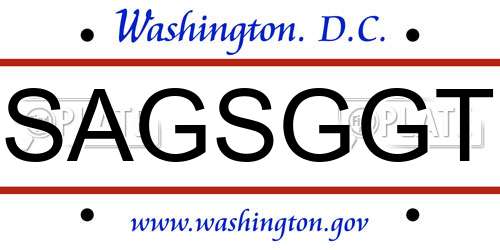 SAGSGGT District Of Columbia License Plate