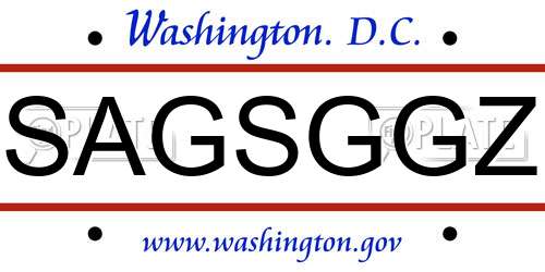 SAGSGGZ District Of Columbia License Plate