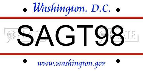 SAGT98 District Of Columbia License Plate