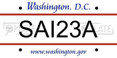 SAI23A District Of Columbia License Plate