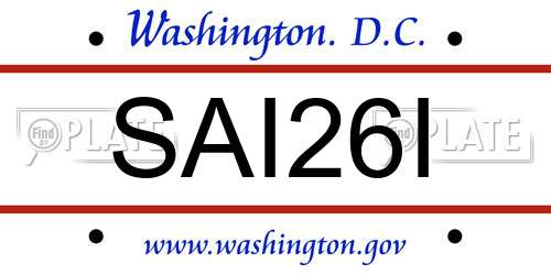 SAI26I District Of Columbia License Plate