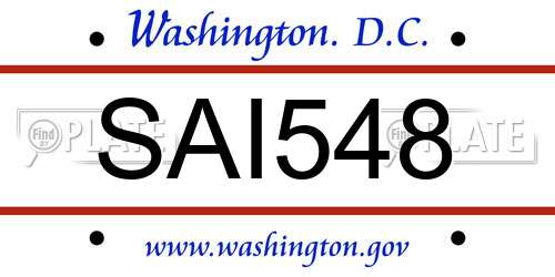SAI548 District Of Columbia License Plate