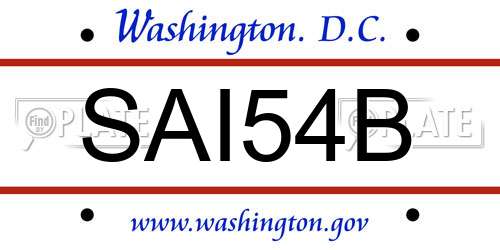 SAI54B District Of Columbia License Plate