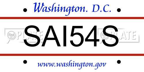SAI54S District Of Columbia License Plate