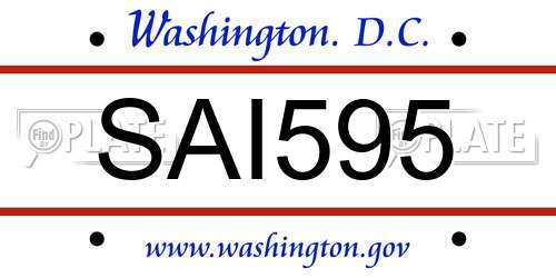SAI595 District Of Columbia License Plate