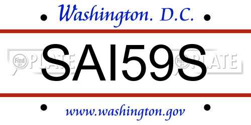 SAI59S District Of Columbia License Plate