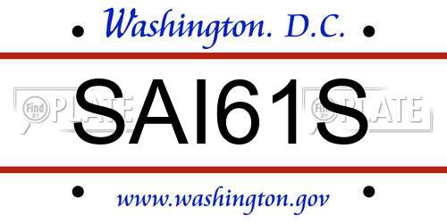 SAI61S District Of Columbia License Plate