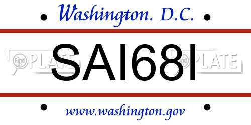 SAI68I District Of Columbia License Plate