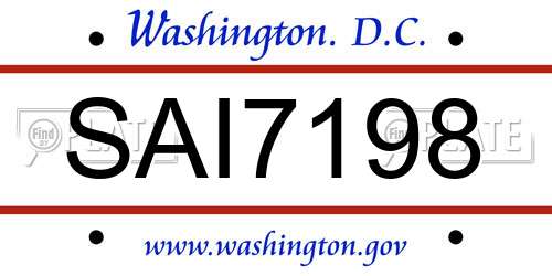 SAI7198 District Of Columbia License Plate