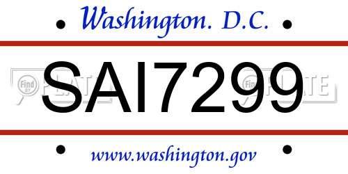 SAI7299 District Of Columbia License Plate