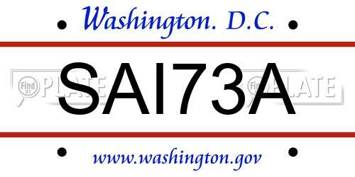 SAI73A District Of Columbia License Plate