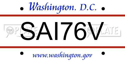 SAI76V District Of Columbia License Plate