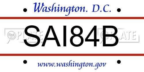 SAI84B District Of Columbia License Plate