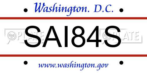 SAI84S District Of Columbia License Plate