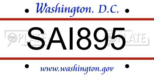 SAI895 District Of Columbia License Plate