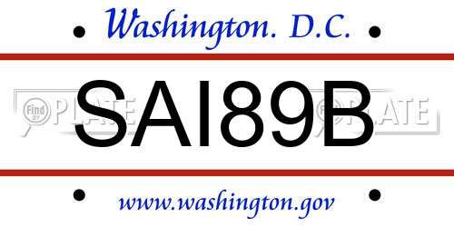 SAI89B District Of Columbia License Plate