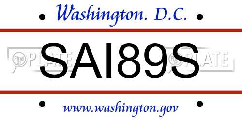 SAI89S District Of Columbia License Plate
