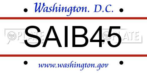 SAIB45 District Of Columbia License Plate