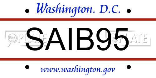 SAIB95 District Of Columbia License Plate