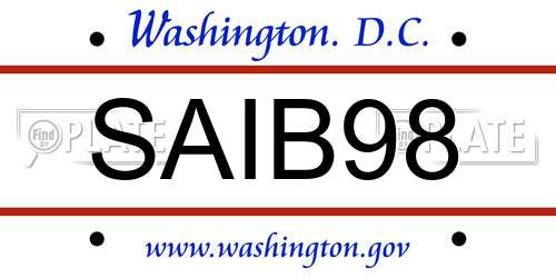 SAIB98 District Of Columbia License Plate