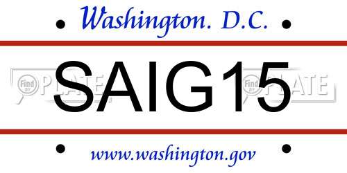 SAIG15 District Of Columbia License Plate