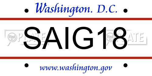 SAIG18 District Of Columbia License Plate
