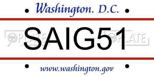 SAIG51 District Of Columbia License Plate