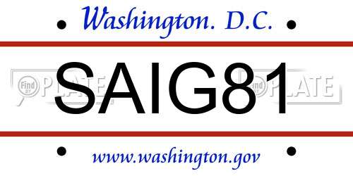 SAIG81 District Of Columbia License Plate