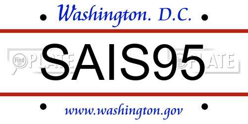 SAIS95 District Of Columbia License Plate
