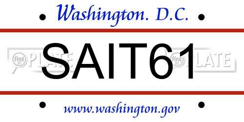 SAIT61 District Of Columbia License Plate