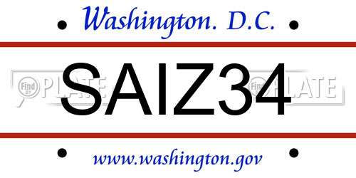 SAIZ34 District Of Columbia License Plate