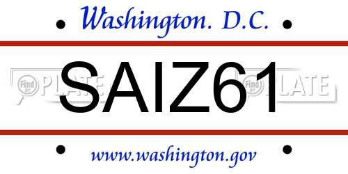 SAIZ61 District Of Columbia License Plate