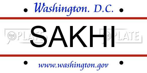 SAKHI District Of Columbia License Plate