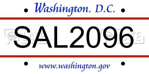 SAL2096 District Of Columbia License Plate