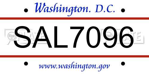 SAL7096 District Of Columbia License Plate