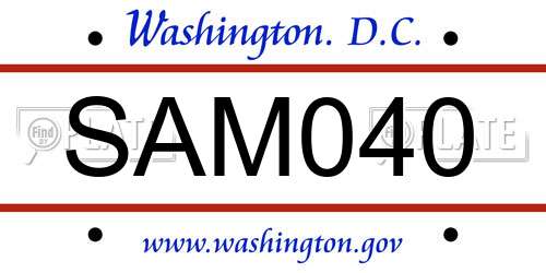 SAM040 District Of Columbia License Plate